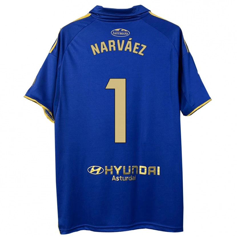 Danxen Børn Miguel Narváez #1 Blå Guld Hjemmebane Spillertrøjer 2025/26 Trøje T-Shirt