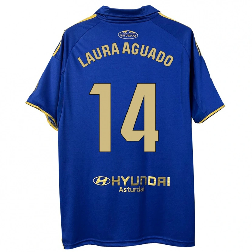 Danxen Børn Laura Aguado #14 Blå Guld Hjemmebane Spillertrøjer 2025/26 Trøje T-Shirt