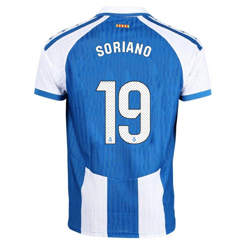 Danxen Børn Aarón Soriano #19 Blå Hvid Hjemmebane Spillertrøjer 2025/26 Trøje T-Shirt