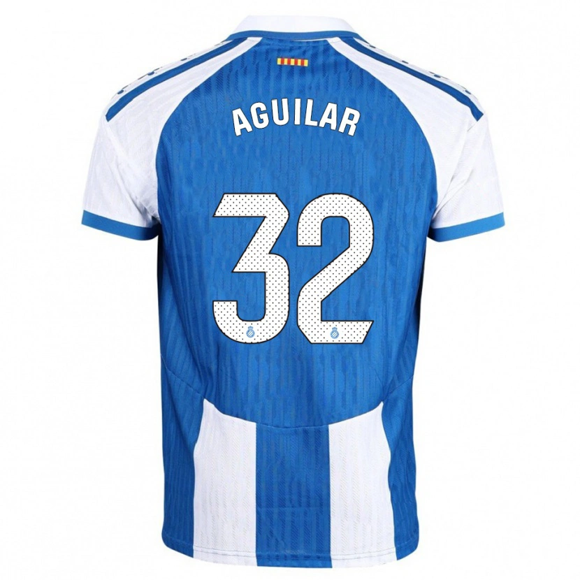 Danxen Børn Rubén Aguilar #32 Blå Hvid Hjemmebane Spillertrøjer 2025/26 Trøje T-Shirt