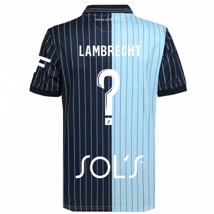 Danxen Børn Noa Lambrecht #0 Navy Himmelblå Hjemmebane Spillertrøjer 2025/26 Trøje T-Shirt