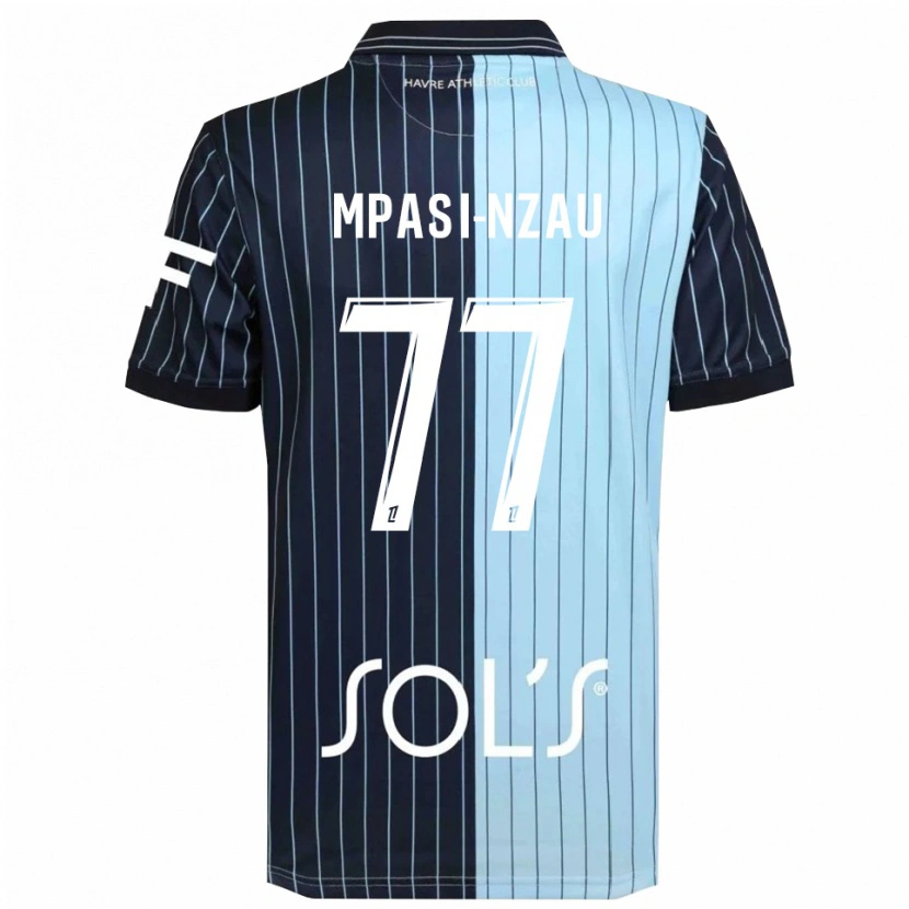 Danxen Børn Lionel Mpasi-Nzau #77 Navy Himmelblå Hjemmebane Spillertrøjer 2025/26 Trøje T-Shirt