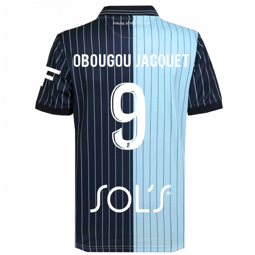 Danxen Børn Noam Obougou #9 Navy Himmelblå Hjemmebane Spillertrøjer 2025/26 Trøje T-Shirt