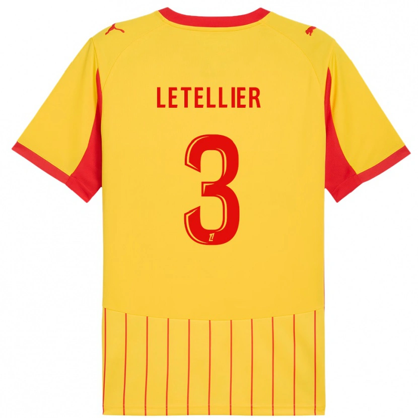 Danxen Børn Trévor Letellier #3 Gul Rød Hjemmebane Spillertrøjer 2025/26 Trøje T-Shirt