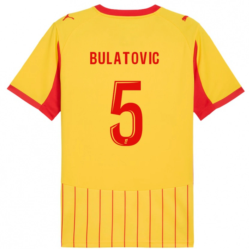 Danxen Børn Andrija Bulatovic #5 Gul Rød Hjemmebane Spillertrøjer 2025/26 Trøje T-Shirt