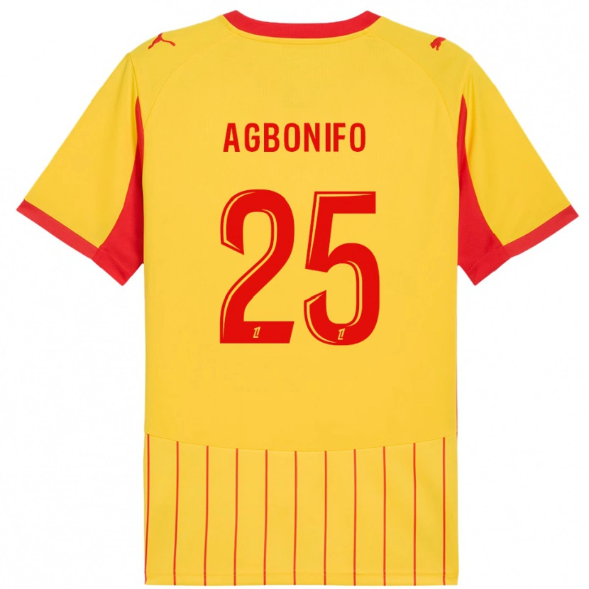 Danxen Børn Jeremy Agbonifo #25 Gul Rød Hjemmebane Spillertrøjer 2025/26 Trøje T-Shirt