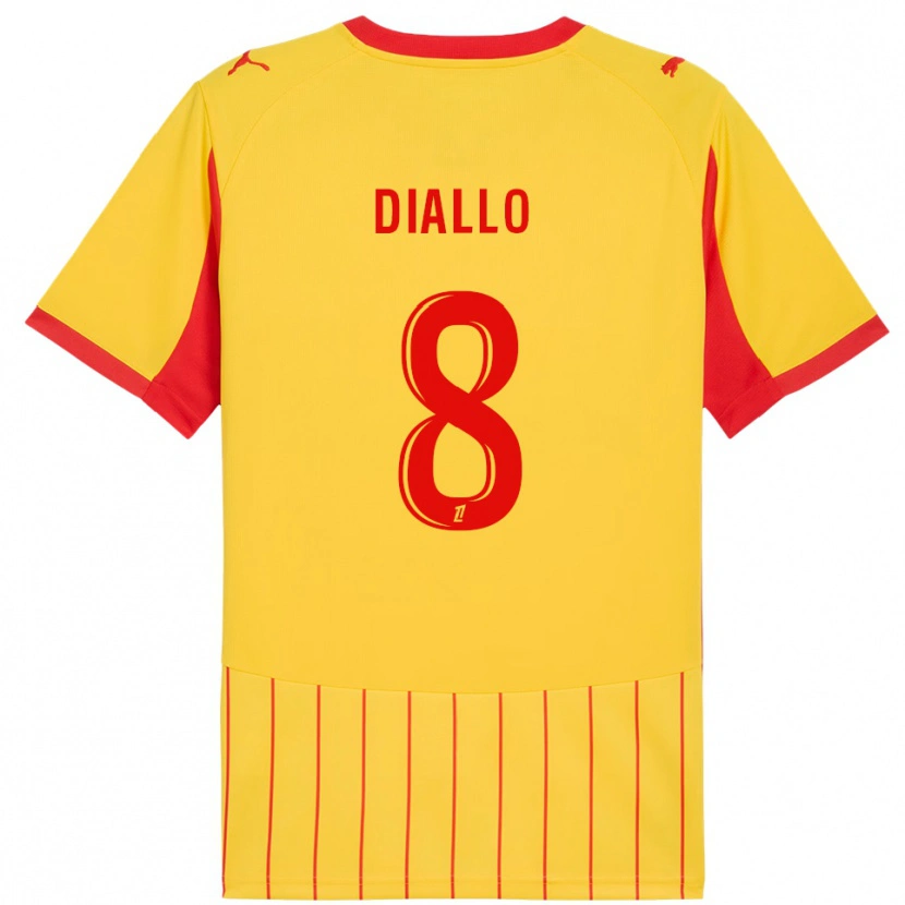 Danxen Børn Alpha Diallo #8 Gul Rød Hjemmebane Spillertrøjer 2025/26 Trøje T-Shirt