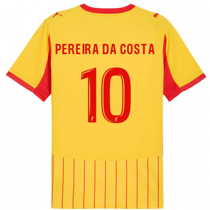 Danxen Børn David Pereira Da Costa #10 Gul Rød Hjemmebane Spillertrøjer 2025/26 Trøje T-Shirt