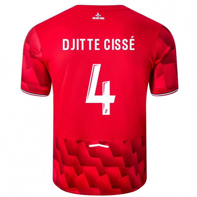Danxen Børn Babacar Djitte Cissé #4 Rød Hvid Hjemmebane Spillertrøjer 2025/26 Trøje T-Shirt