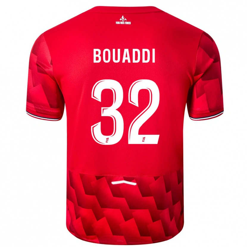 Danxen Børn Ayyoub Bouaddi #32 Rød Hvid Hjemmebane Spillertrøjer 2025/26 Trøje T-Shirt