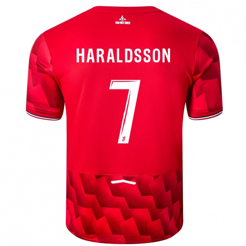 Danxen Børn Hákon Arnar Haraldsson #7 Rød Hvid Hjemmebane Spillertrøjer 2025/26 Trøje T-Shirt