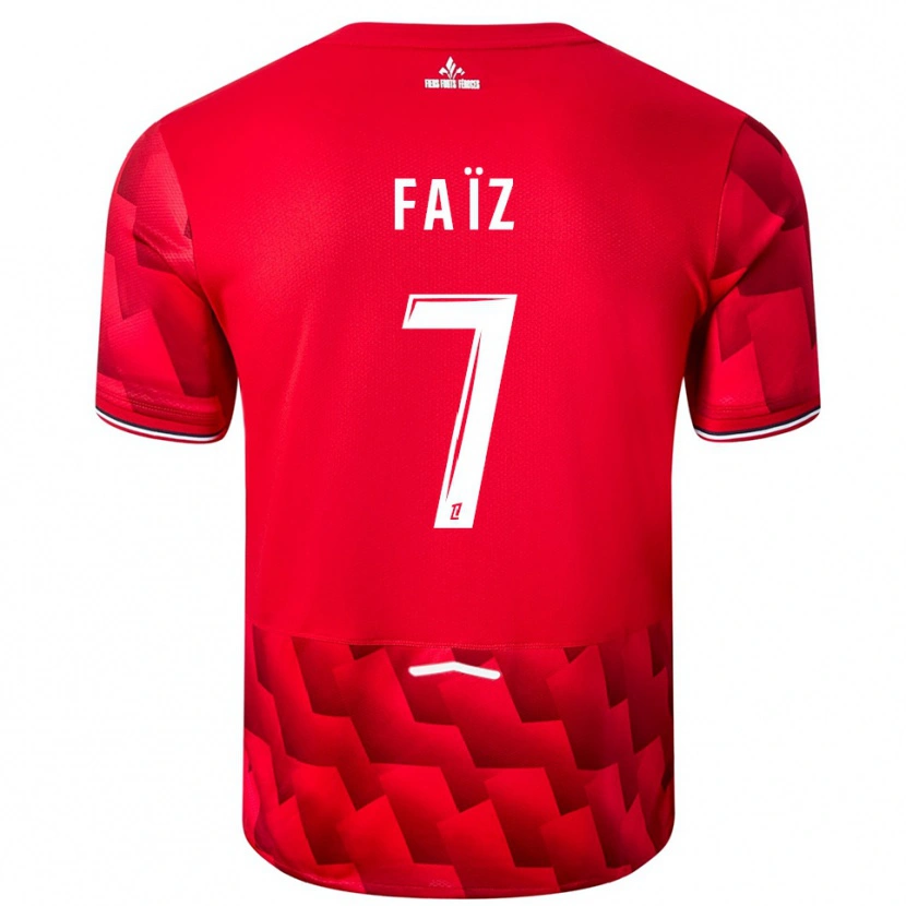 Danxen Børn Adame Faïz #7 Rød Hvid Hjemmebane Spillertrøjer 2025/26 Trøje T-Shirt