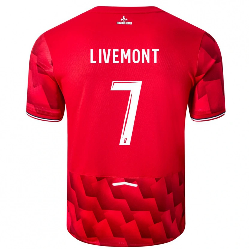 Danxen Børn Antoine Livemont #7 Rød Hvid Hjemmebane Spillertrøjer 2025/26 Trøje T-Shirt