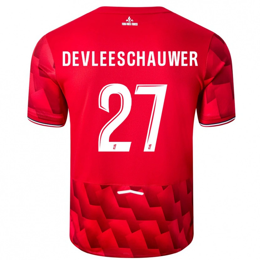 Danxen Børn Gwenaëlle Devleeschauwer #27 Rød Hvid Hjemmebane Spillertrøjer 2025/26 Trøje T-Shirt
