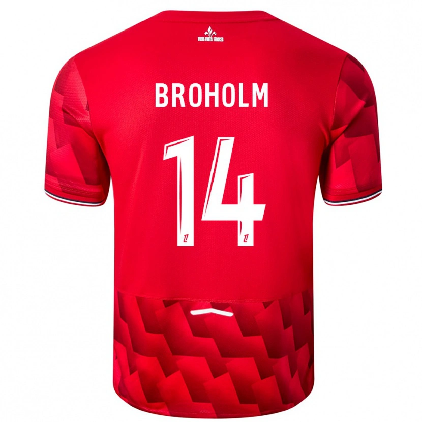 Danxen Børn Marius Broholm #14 Rød Hvid Hjemmebane Spillertrøjer 2025/26 Trøje T-Shirt