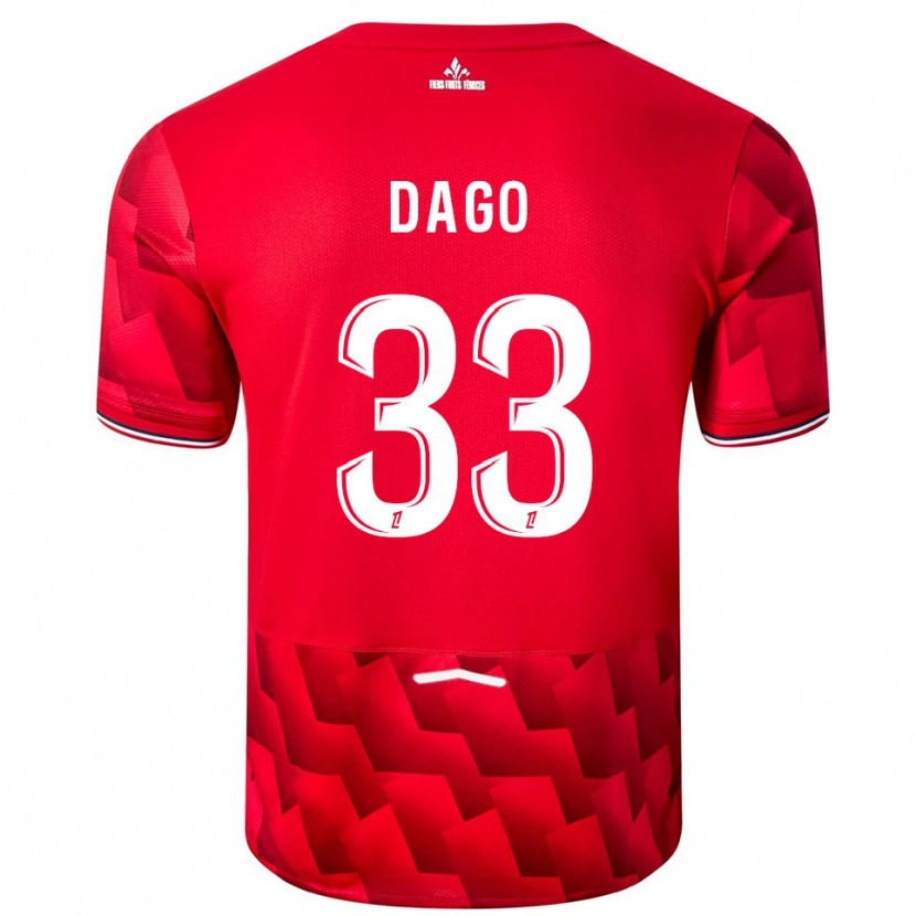 Danxen Børn Trévis Dago #33 Rød Hvid Hjemmebane Spillertrøjer 2025/26 Trøje T-Shirt
