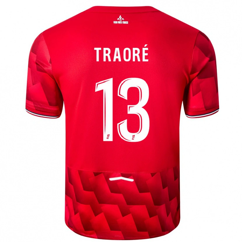Danxen Børn Yéli Traoré #13 Rød Hvid Hjemmebane Spillertrøjer 2025/26 Trøje T-Shirt