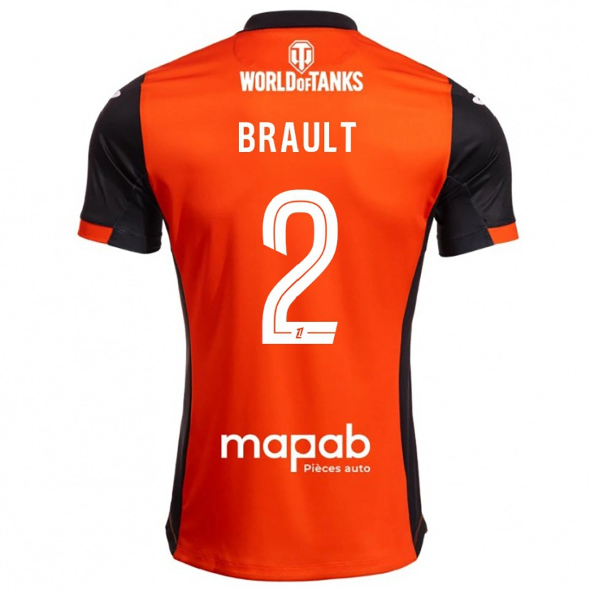 Danxen Børn Matis Brault #2 Sort Orange Hjemmebane Spillertrøjer 2025/26 Trøje T-Shirt