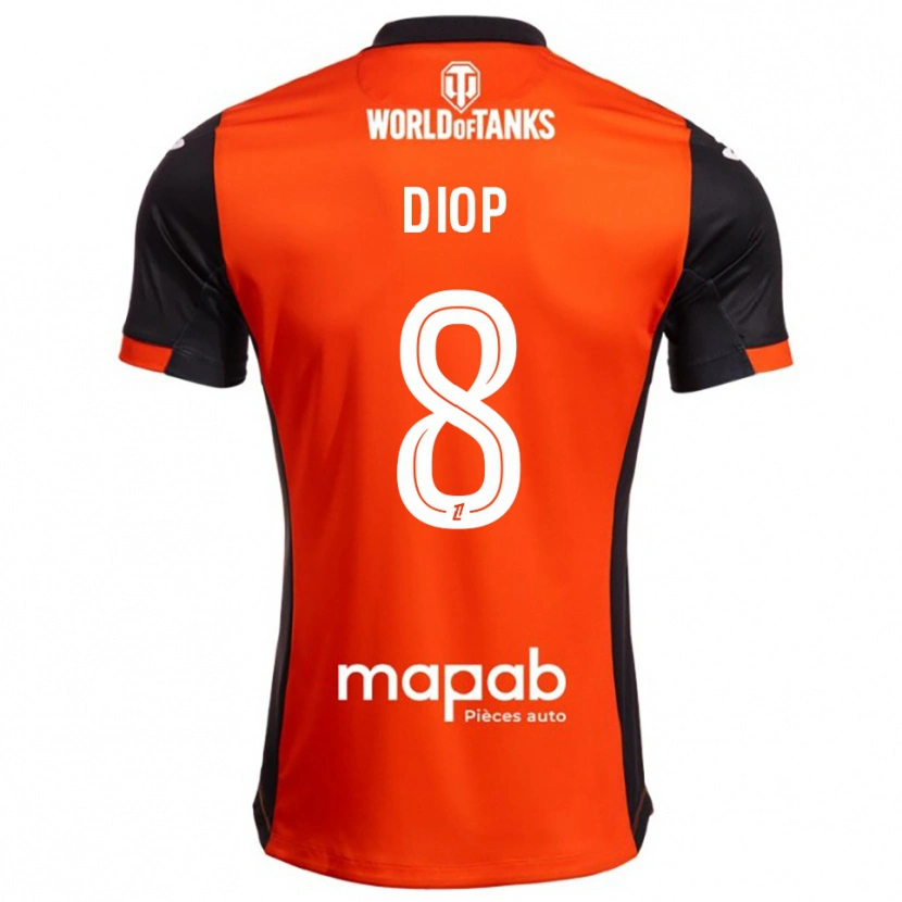 Danxen Børn Samba Diop #8 Sort Orange Hjemmebane Spillertrøjer 2025/26 Trøje T-Shirt