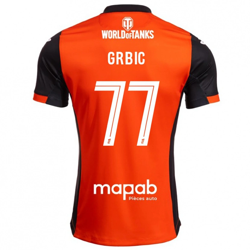 Danxen Børn Adrian Grbic #77 Sort Orange Hjemmebane Spillertrøjer 2025/26 Trøje T-Shirt