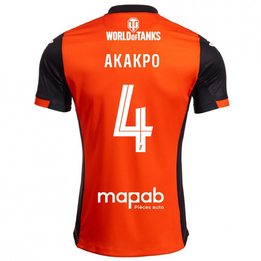 Danxen Børn Izak Akakpo #4 Sort Orange Hjemmebane Spillertrøjer 2025/26 Trøje T-Shirt
