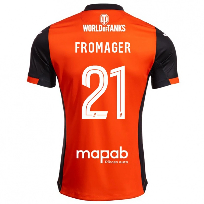 Danxen Børn Côme Fromager #21 Sort Orange Hjemmebane Spillertrøjer 2025/26 Trøje T-Shirt