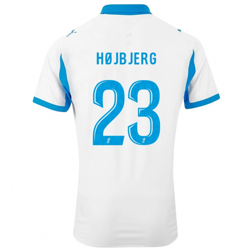 Danxen Børn Pierre-Emile Højbjerg #23 Hvid Himmelblå Hjemmebane Spillertrøjer 2025/26 Trøje T-Shirt