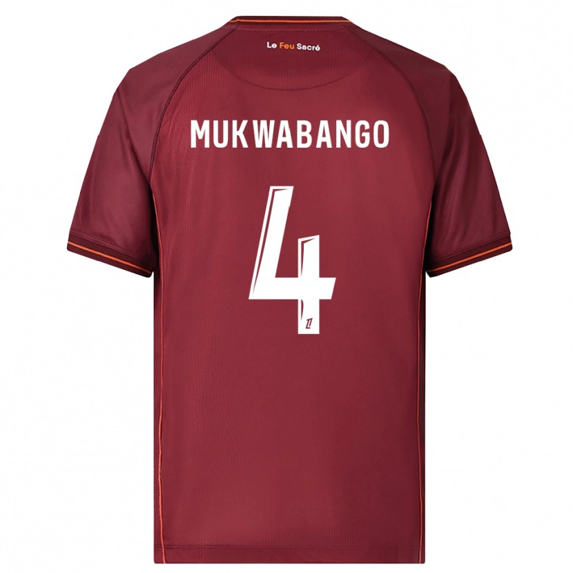Danxen Børn Bénit Mukwabango #4 Bordeaux Hvid Hjemmebane Spillertrøjer 2025/26 Trøje T-Shirt