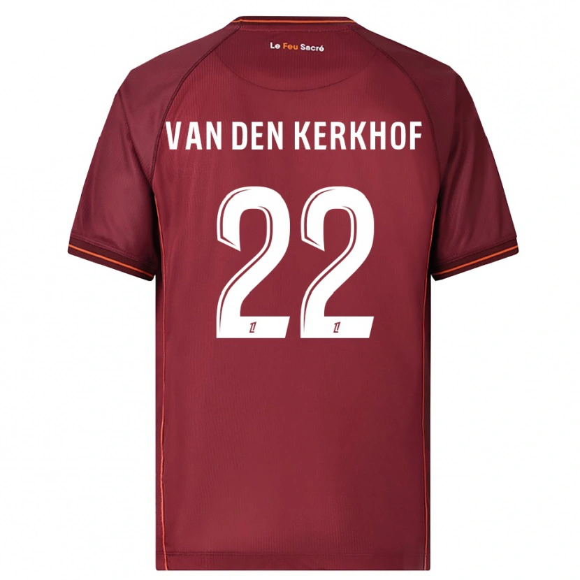 Danxen Børn Kevin Van Den Kerkhof #22 Bordeaux Hvid Hjemmebane Spillertrøjer 2025/26 Trøje T-Shirt