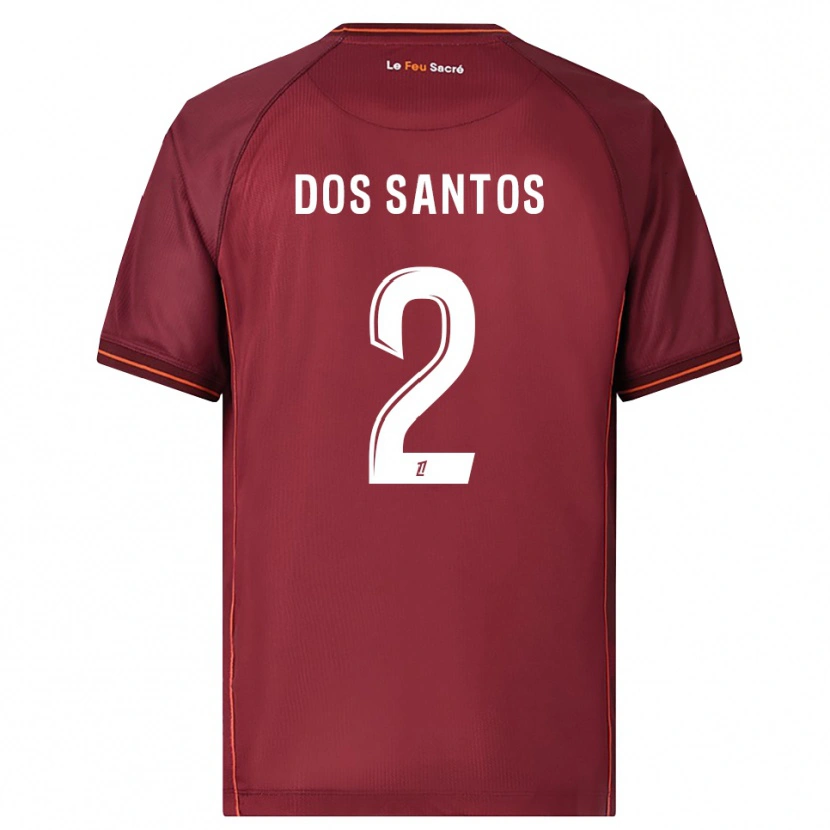 Danxen Børn Tahirys Dos Santos #2 Bordeaux Hvid Hjemmebane Spillertrøjer 2025/26 Trøje T-Shirt