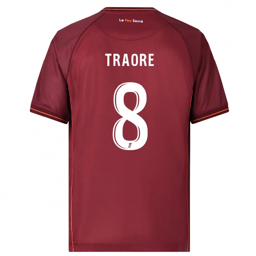 Danxen Børn Boubacar Traoré #8 Bordeaux Hvid Hjemmebane Spillertrøjer 2025/26 Trøje T-Shirt