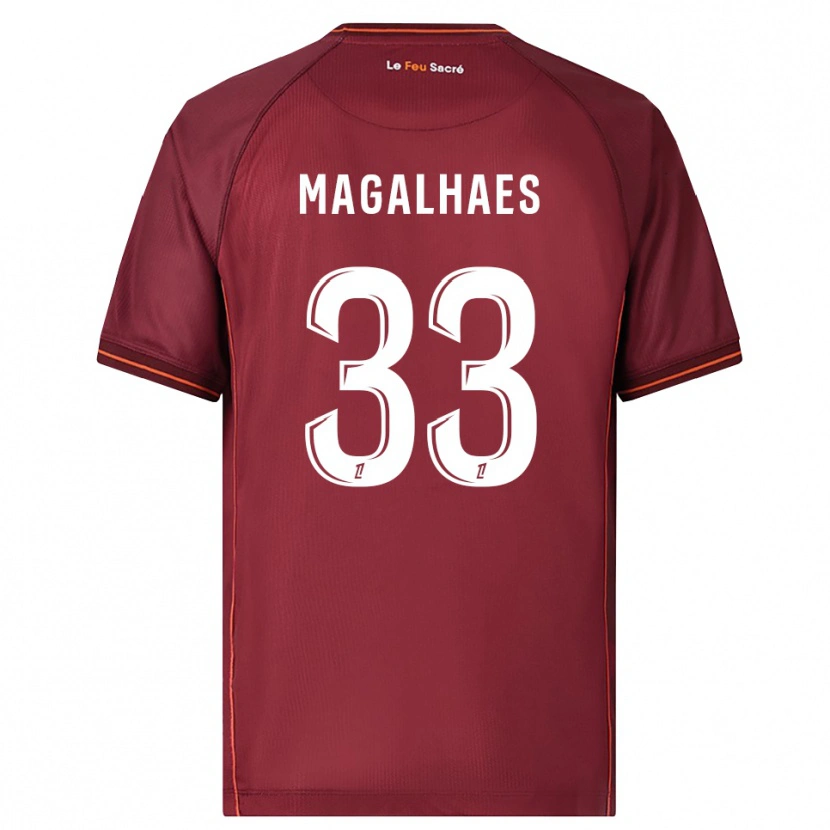 Danxen Børn Manon Magalhaes #33 Bordeaux Hvid Hjemmebane Spillertrøjer 2025/26 Trøje T-Shirt