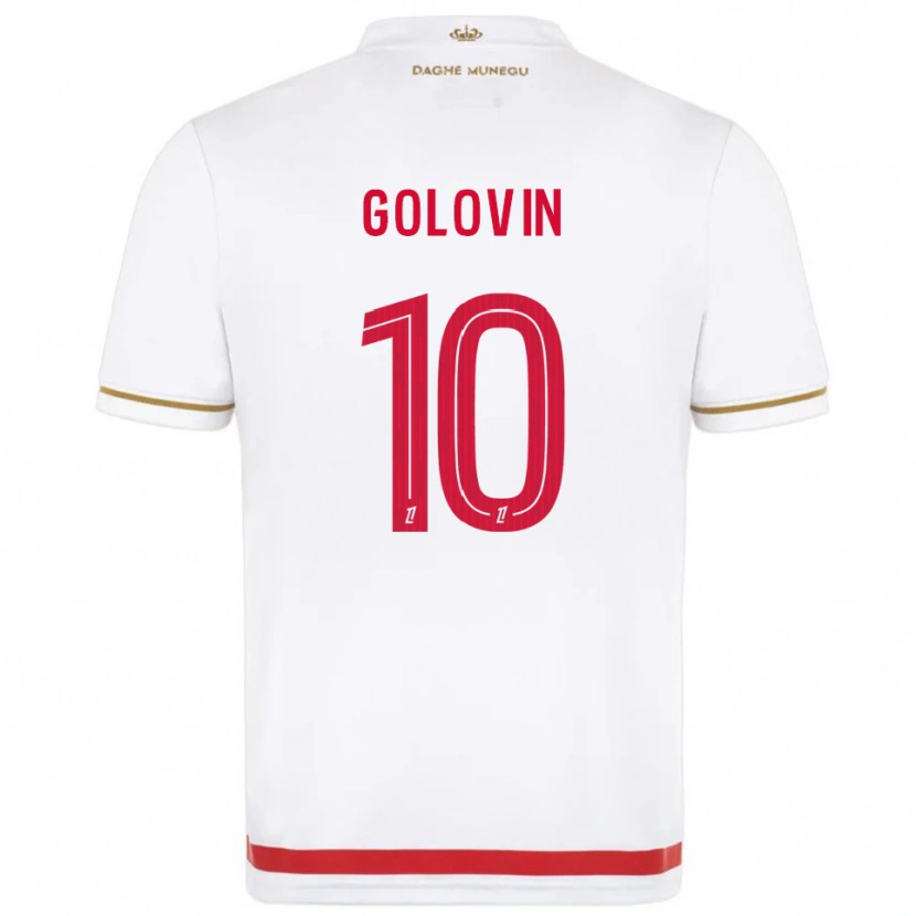 Danxen Børn Aleksandr Golovin #10 Rød Hvid Hjemmebane Spillertrøjer 2025/26 Trøje T-Shirt