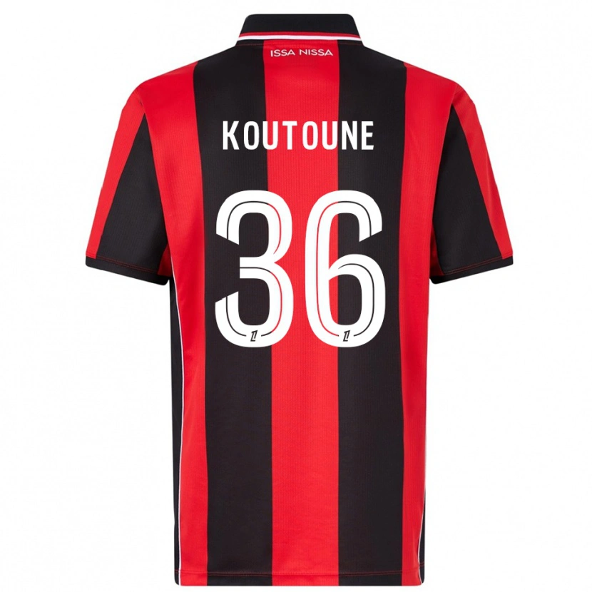 Danxen Børn Hamza Koutoune #36 Rød Sort Hjemmebane Spillertrøjer 2025/26 Trøje T-Shirt