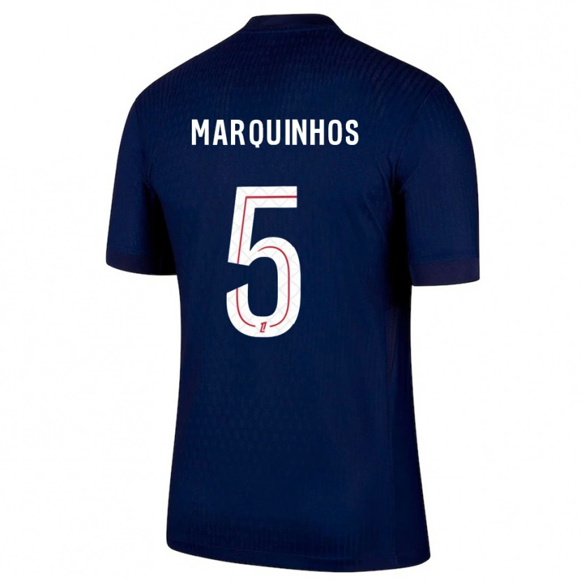 Danxen Børn Marquinhos #5 Navy Rød Hjemmebane Spillertrøjer 2025/26 Trøje T-Shirt