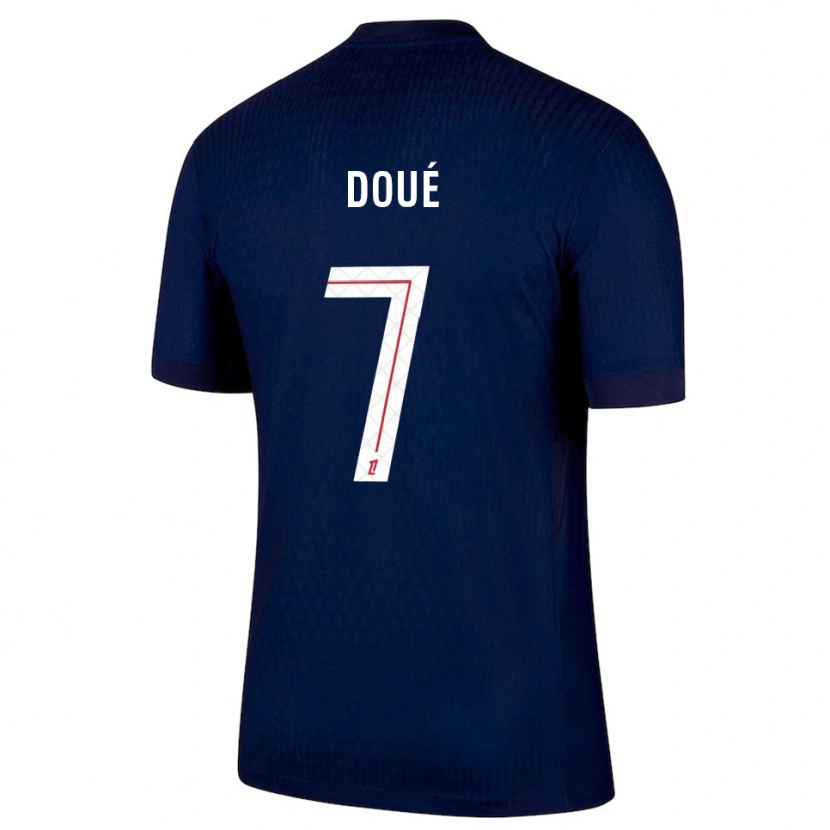 Danxen Børn Eddy Doué #7 Navy Rød Hjemmebane Spillertrøjer 2025/26 Trøje T-Shirt