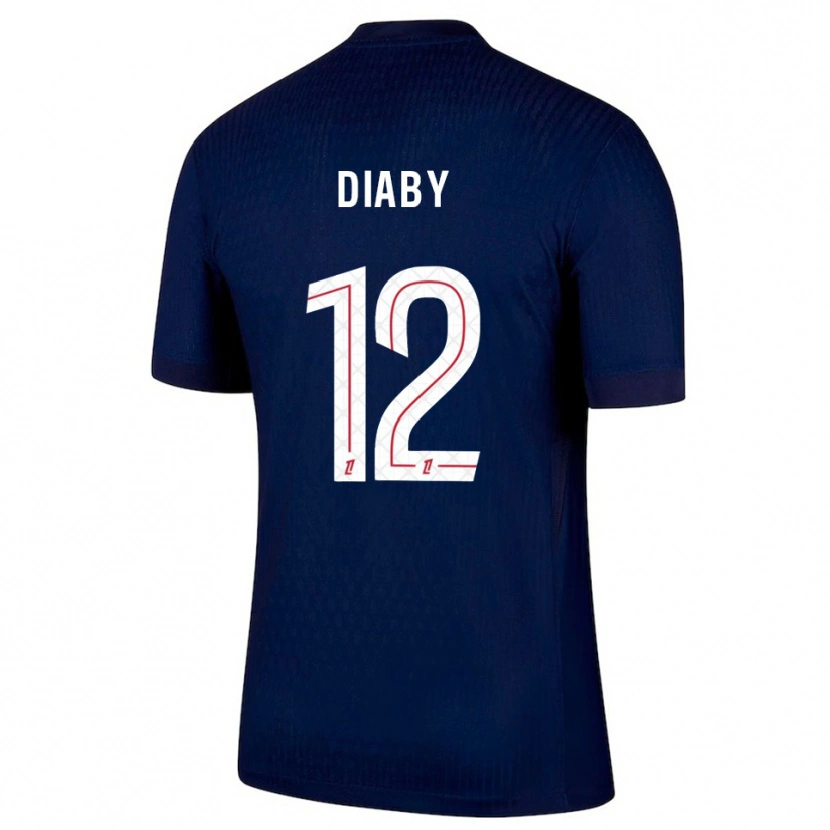 Danxen Børn Ibrahima Diaby #12 Navy Rød Hjemmebane Spillertrøjer 2025/26 Trøje T-Shirt