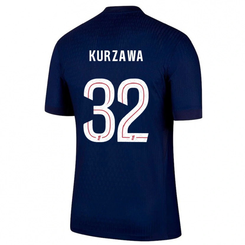 Danxen Børn Layvin Kurzawa #32 Navy Rød Hjemmebane Spillertrøjer 2025/26 Trøje T-Shirt