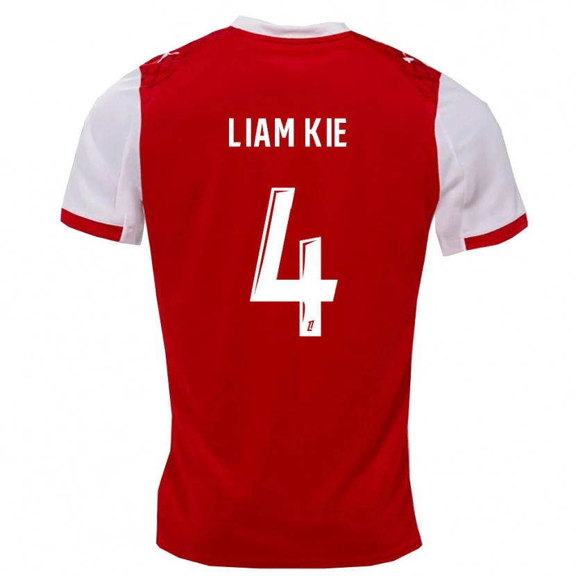 Danxen Børn Khalil-Liam Kie #4 Rød Hvid Hjemmebane Spillertrøjer 2025/26 Trøje T-Shirt