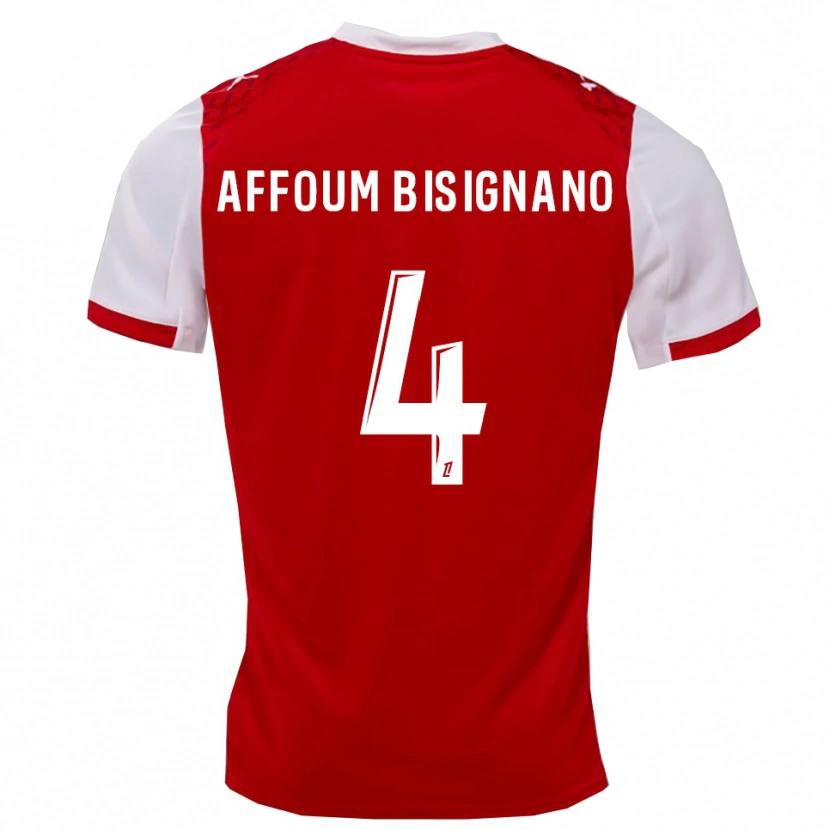 Danxen Børn Layan Affoum Bisignano #4 Rød Hvid Hjemmebane Spillertrøjer 2025/26 Trøje T-Shirt