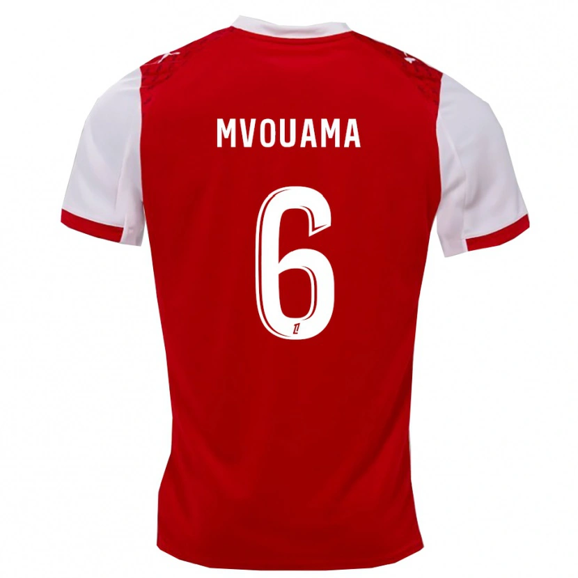 Danxen Børn Oliver Mvouama #6 Rød Hvid Hjemmebane Spillertrøjer 2025/26 Trøje T-Shirt
