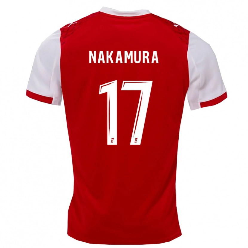 Danxen Børn Keito Nakamura #17 Rød Hvid Hjemmebane Spillertrøjer 2025/26 Trøje T-Shirt