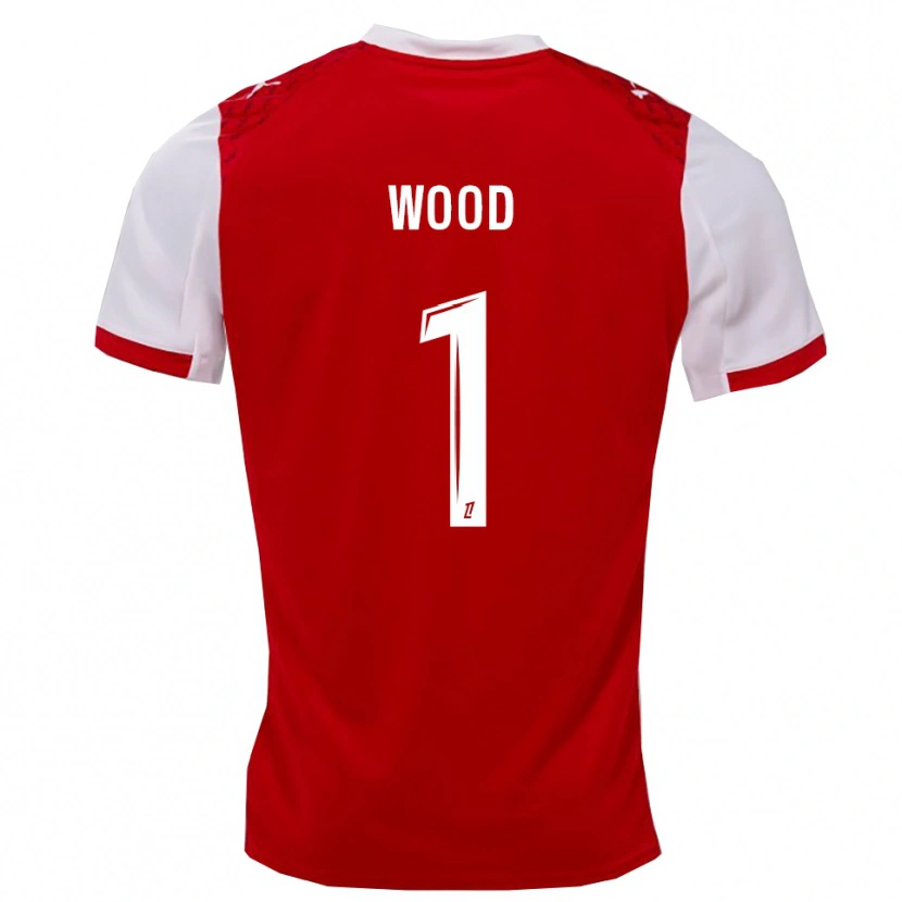 Danxen Børn Mackenzie Wood #1 Rød Hvid Hjemmebane Spillertrøjer 2025/26 Trøje T-Shirt