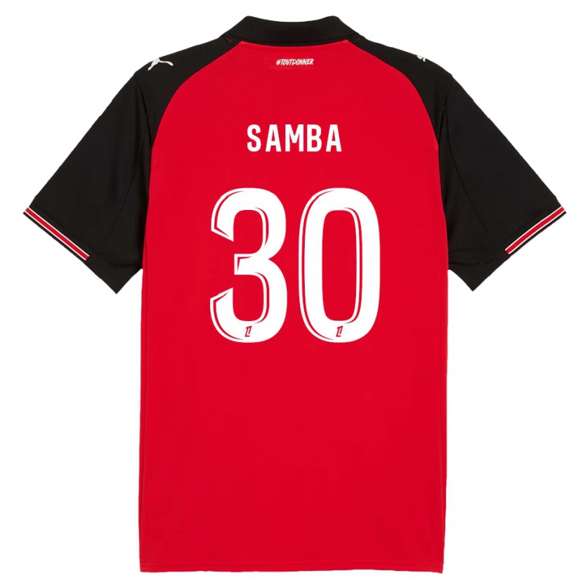 Danxen Børn Brice Samba #30 Rød Sort Hjemmebane Spillertrøjer 2025/26 Trøje T-Shirt