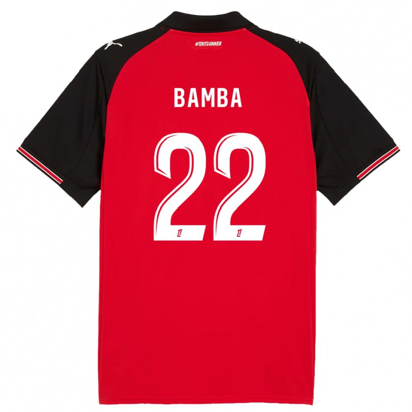 Danxen Børn Rayan Bamba #22 Rød Sort Hjemmebane Spillertrøjer 2025/26 Trøje T-Shirt