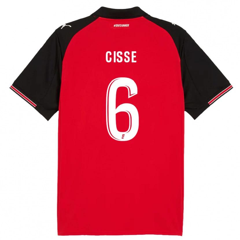 Danxen Børn Djaoui Cissé #6 Rød Sort Hjemmebane Spillertrøjer 2025/26 Trøje T-Shirt