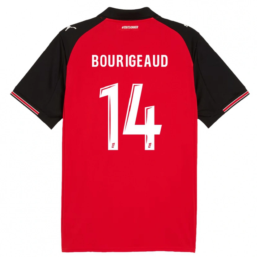 Danxen Børn Benjamin Bourigeaud #14 Rød Sort Hjemmebane Spillertrøjer 2025/26 Trøje T-Shirt