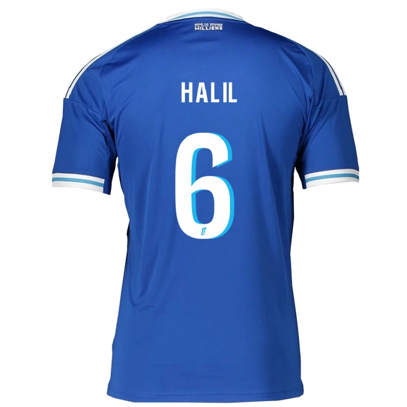 Danxen Børn Fouad Halil #6 Blå Hvid Hjemmebane Spillertrøjer 2025/26 Trøje T-Shirt
