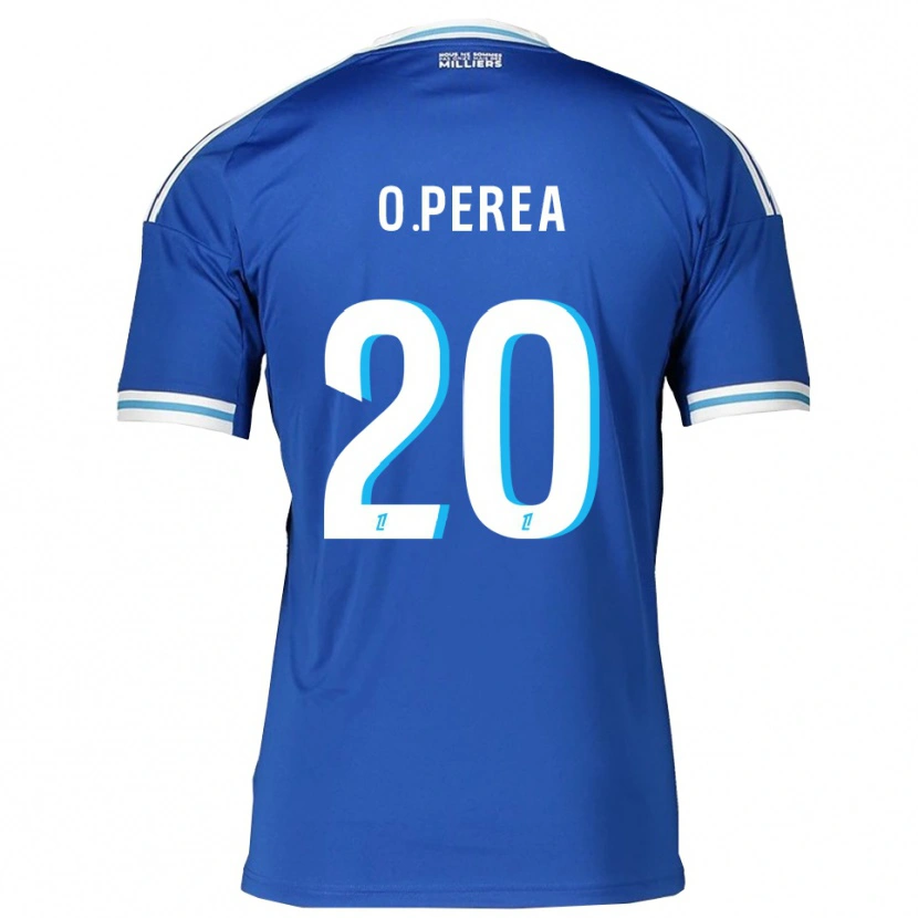 Danxen Børn Óscar Perea #20 Blå Hvid Hjemmebane Spillertrøjer 2025/26 Trøje T-Shirt