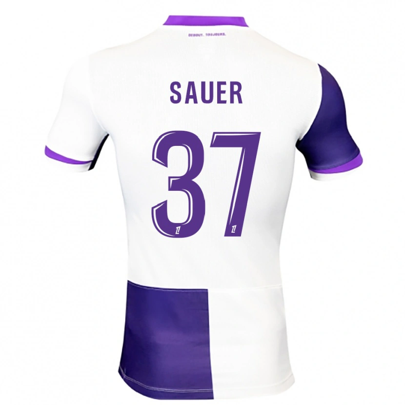 Danxen Børn Mario Sauer #37 Lilla Hvid Hjemmebane Spillertrøjer 2025/26 Trøje T-Shirt